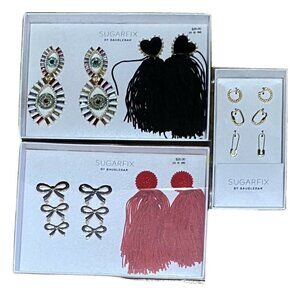 Lot of 3 Sets of Sugarfix By Baublebar Earrings 7 Pair Total New In Box